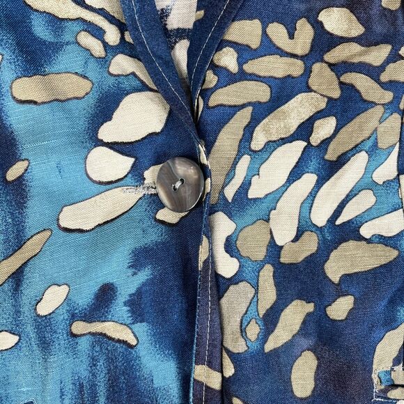 Coldwater Creek Jacket Womens PXL Petite Blue Linen Blend One Button Coat - Picture 1 of 10
